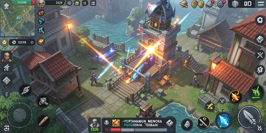 Tampilan menarik dari gameplay Tower Defense di 33ZK.
