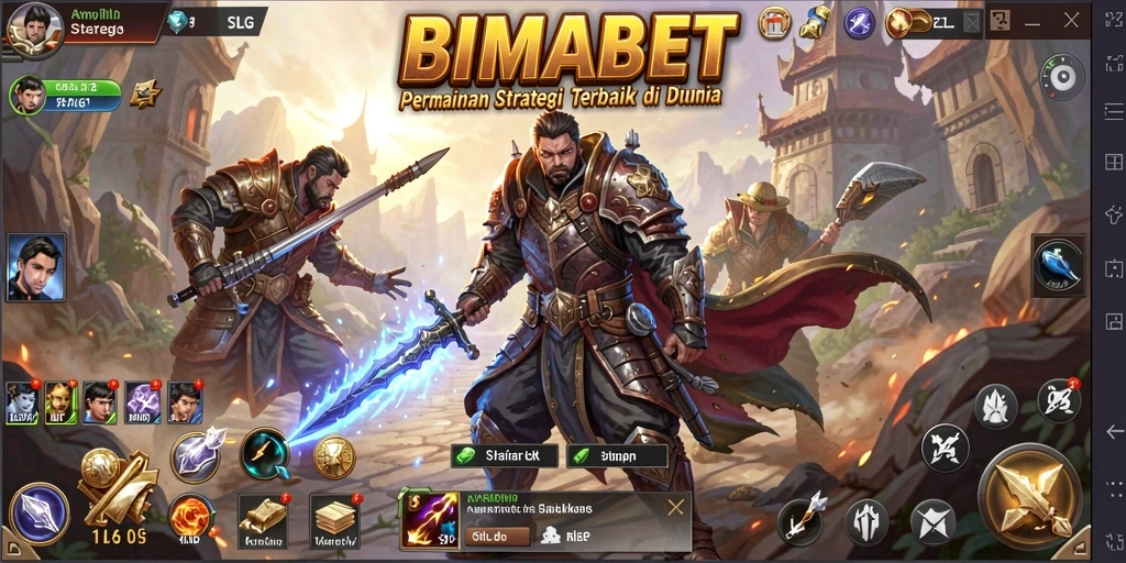 Tampilan gameplay BIMABET yang menampilkan strategi dan pembangunan kerajaan.