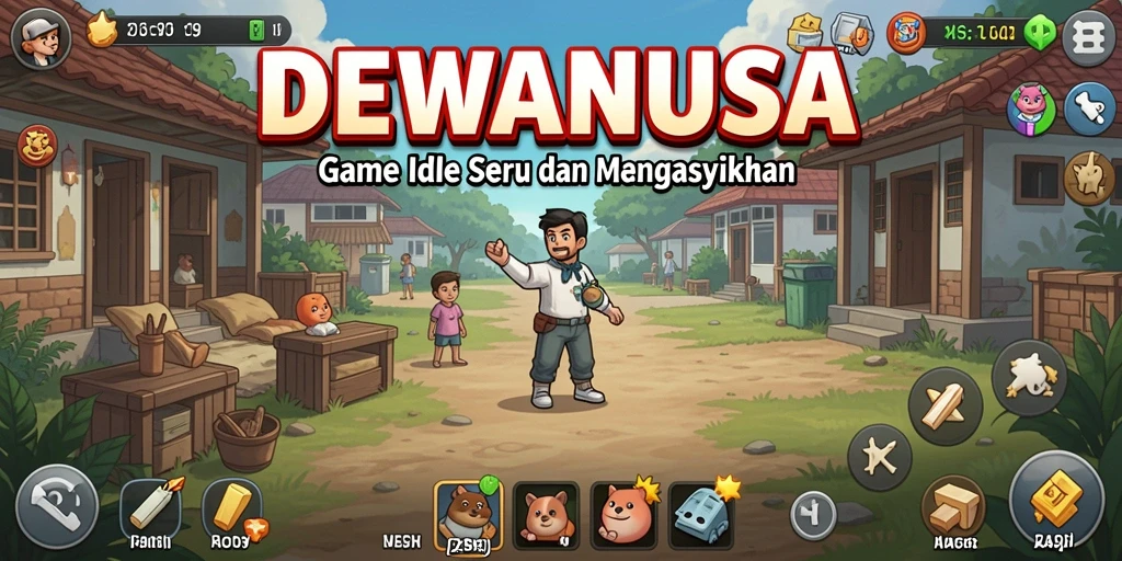 Tangkapan layar gameplay DEWANUSA dengan tampilan strategi Idle yang menarik.