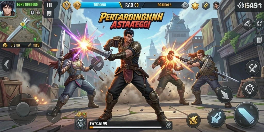 Tampilan aksi seru dalam pertarungan FATCAI99 yang mendebarkan.