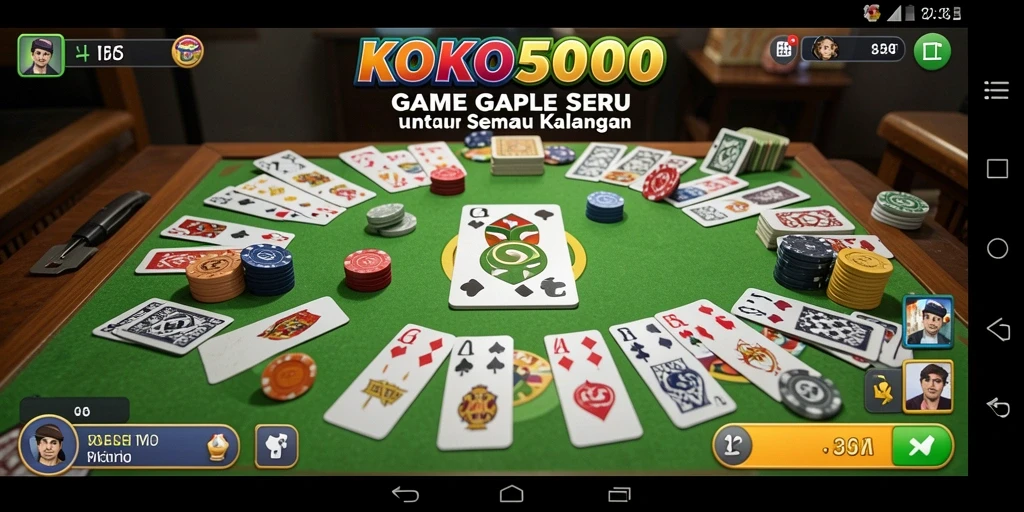 Screenshot gameplay KOKO5000 yang seru dalam permainan Gaple.