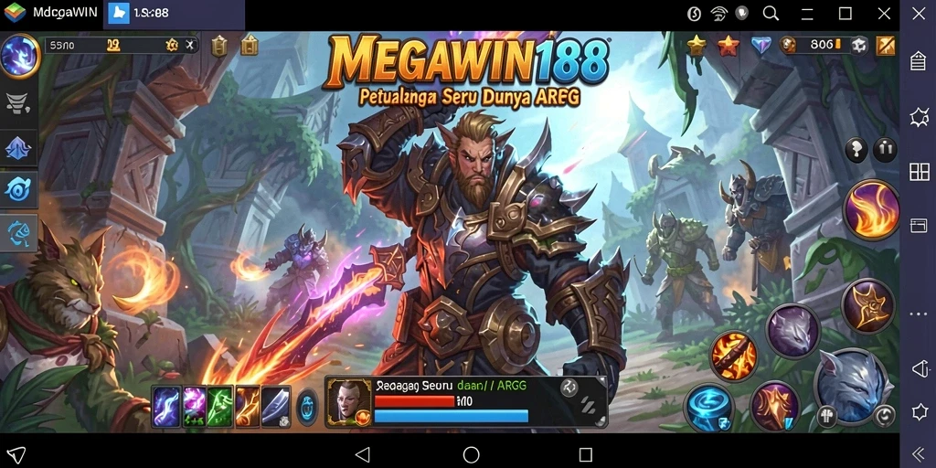 Tampilan gameplay MEGAWIN188 yang menampilkan aksi bertarung seru.