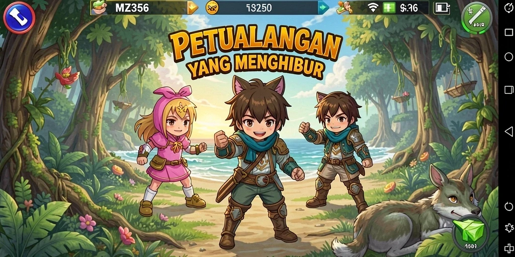 Tampilan gameplay MZ356 dengan karakter Anime yang menarik.