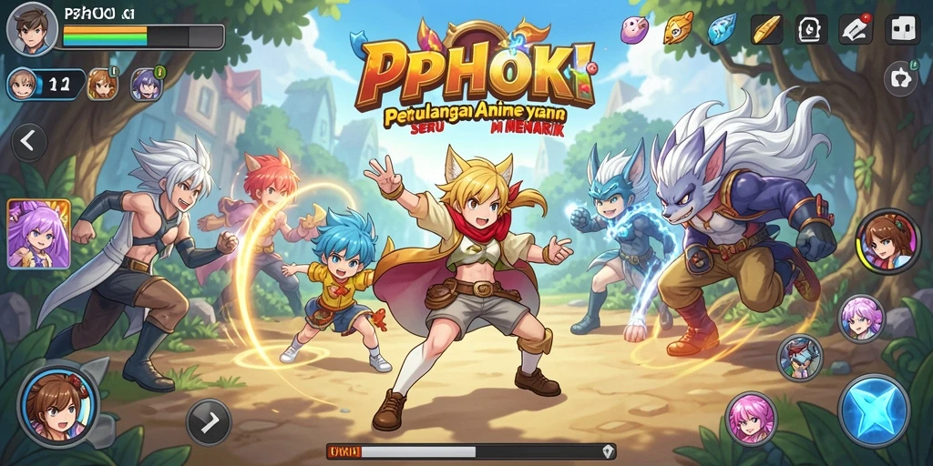 Tampilan gameplay PPHOKI yang menawan dengan karakter anime.