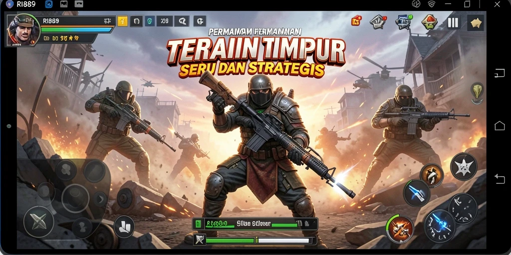 Tampilan gameplay seru dalam pertempuran TPS RI889.