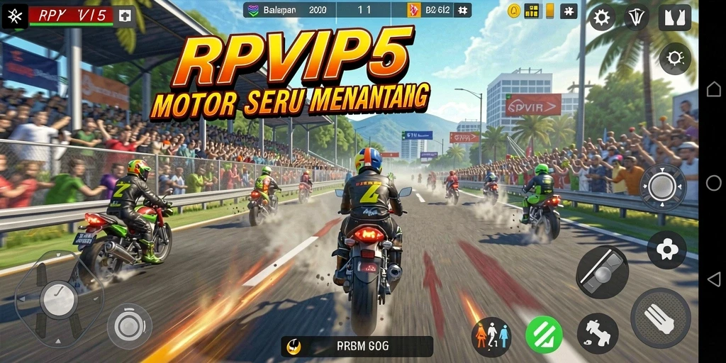 Tampilan aksi mendebarkan dari balapan motor dalam RPVIP5.