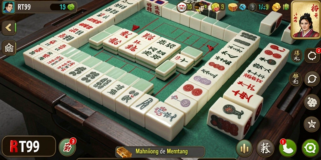 Tampilan gameplay menakjubkan di permainan Mahjong RT99.