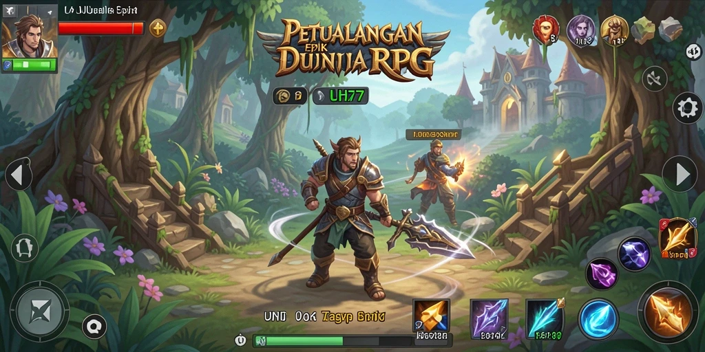 Tampilan gameplay UH77 yang epik dan menantang di dunia fantasi.